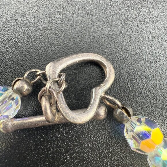 Aurora Borealis Crystal Glass Bead Bracelet With Sterling Silver Toggle Clasp Vi - Picture 6 of 8